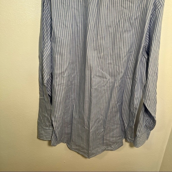 Ralph Lauren Button Down Oxford Dress Shirt Blue White Stripes - Picture 9 of 11